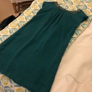 Teal jeweled shift homecoming dress